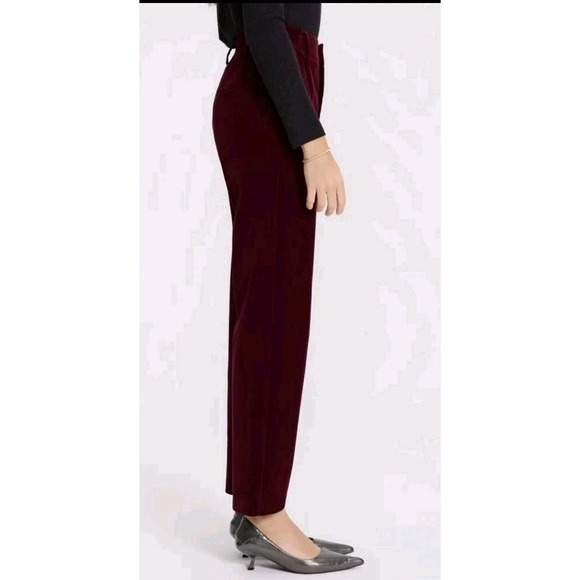 Women's Mid-Rise Velvet Tapered Trousers - A New Day Wine Wine Red Size 0 - Picture 4 of 6